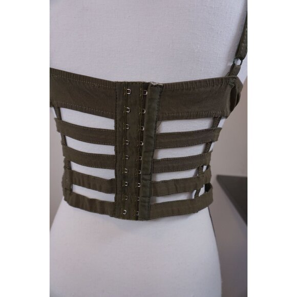 City Girls Caged Crop Top in Olive - Size L - Picture 6 of 6